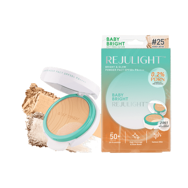 بودرة ريجولايت برايت آند جلو المضغوطة بعامل حماية من الشمس 50+ PA++++، 9.5 غ + 1.5 غ، بيبي برايت (متوسطة)، رقم 25 بيج عسلي